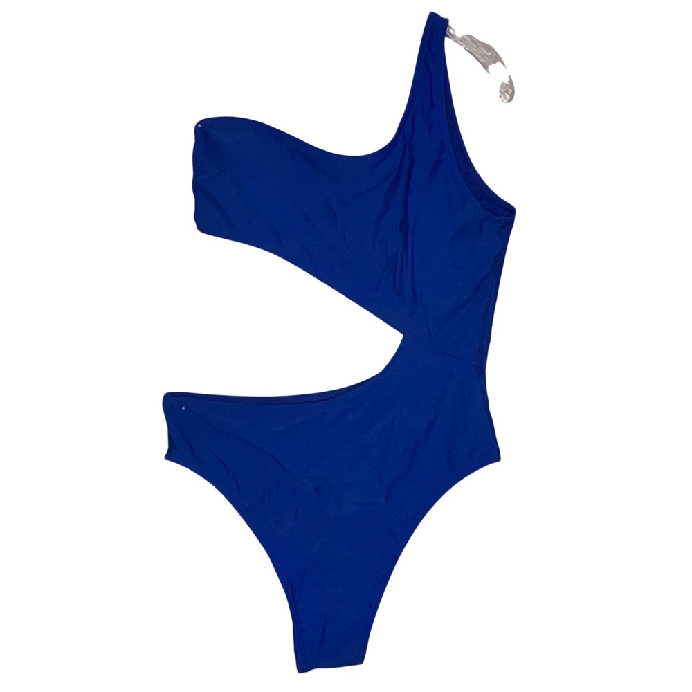 Express One Shoulder Cutout One Piece Swimsuit Royal‎ Blue Size L